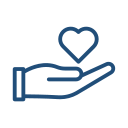 charitable icon - hand holding a heart