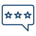 review icon stars in a chat box